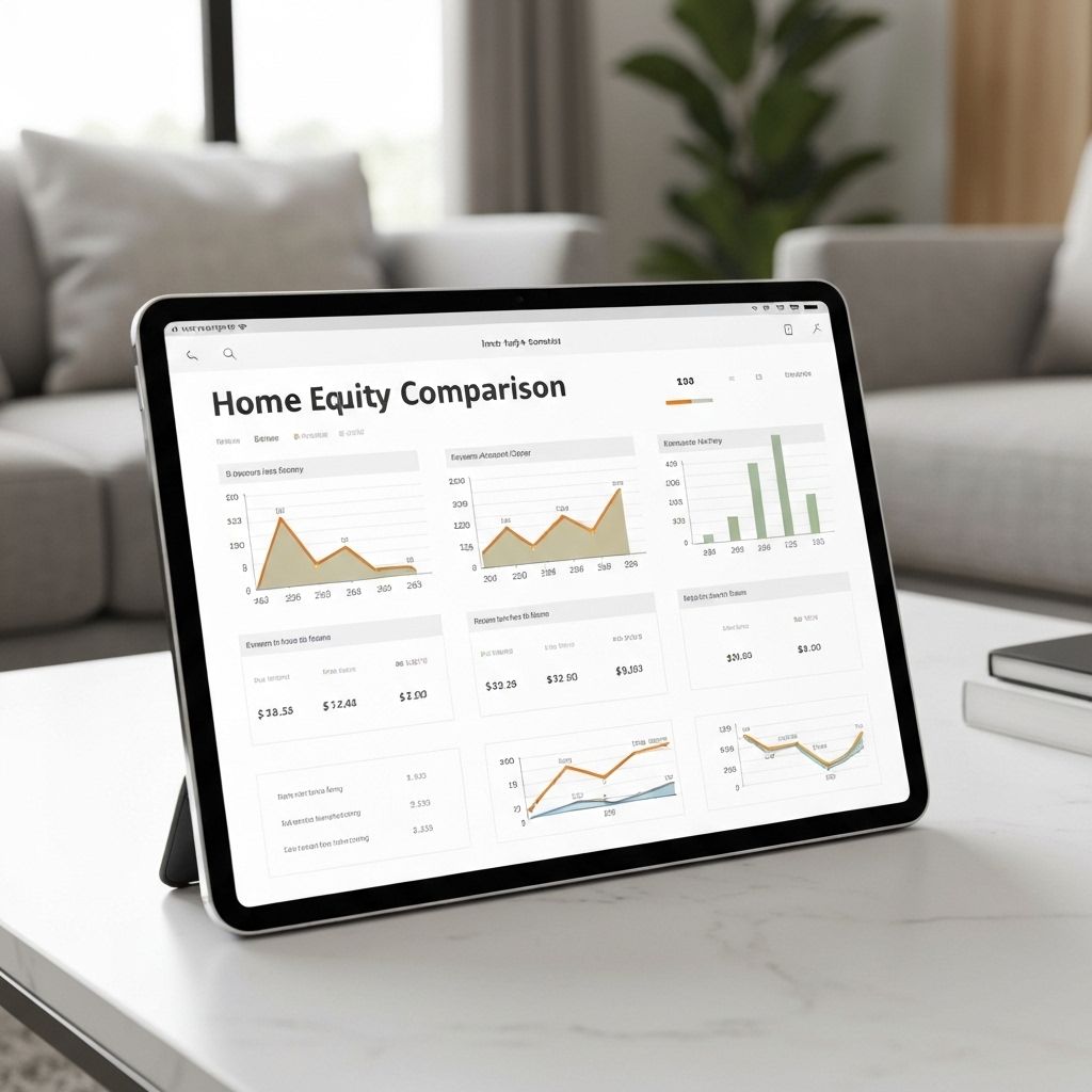 Home equity comparison chart on tablet